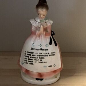 Vintage Enesco Prayer Lady Napkin Holder Ceramic Pink Dinner Prayer Made‎ Japan